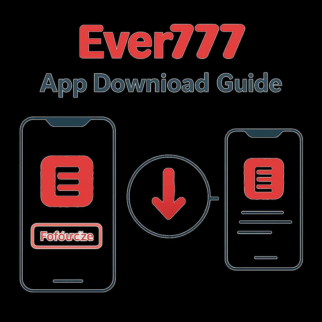 Illustration of the steps to download the Ever777 app.